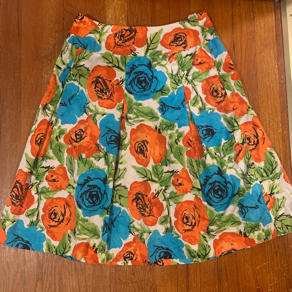 Talbots colorful floral pleated skirt